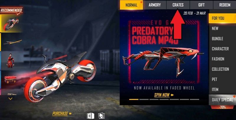 Click the Crates tab